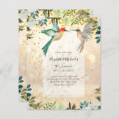 美しいハミングバーズカップル結婚式招待状 (正面/裏面)