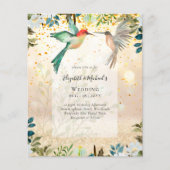 美しいハミングバーズカップル結婚式招待状 (正面)