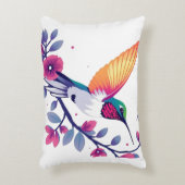 美しいハミングバードとフローラ アクセントクッション (正面(垂直))