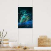 美しいハミングバードウォーター絵を描カラー ポスター (キッチン)