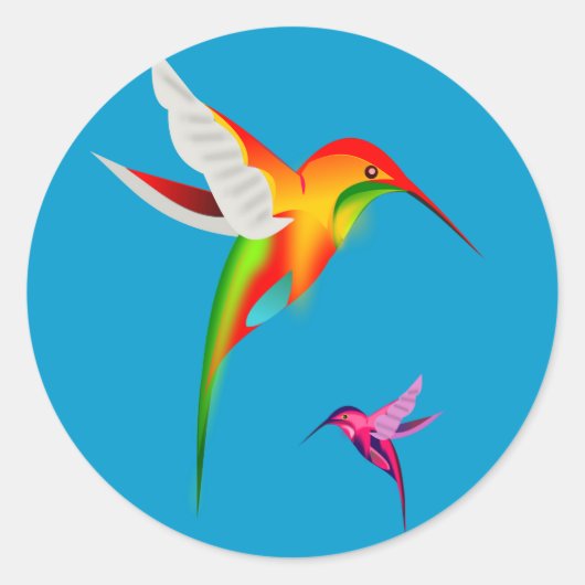美しいハミングバード(Colibri) ラウンドシール (正面)