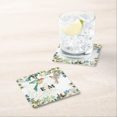 美しいハミングバ結婚ーズ スクエアペーパーコースター (インサイチュ)