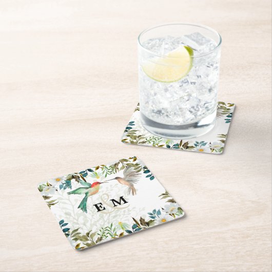 美しいハミングバ結婚ーズ スクエアペーパーコースター (インサイチュ)
