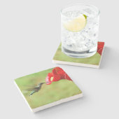 美しいハミングバ食べ物を与えードズ ストーンコースター (横)