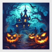 美しいハロウィーンの夜窓にしがみつく ウィンドウサイン (シート)