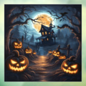 美しいハロウィーンの夜窓にしがみつく ウィンドウサイン (シート3)