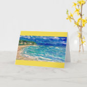 美しいハワイアンビーチの頑丈なグリーティングカード カード (黄色い花)
