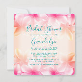 美しいハワイアンフラワーズブライダルシャワースクエア 招待状 (正面)