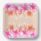 美しいハワイアンフラワーズブライダルシャワー ペーパープレート (正面)