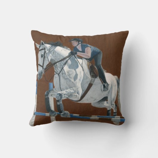 美しいハンターまたはジャンパーのブラウンの馬の枕 クッション (裏面)