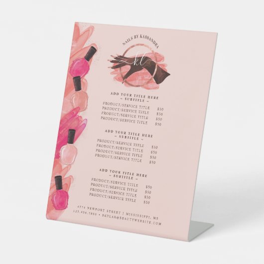 美しいハンド爪、 ネイルポーランドグラム爪、 ネイルマニキュア価格 台座サイン (正面)