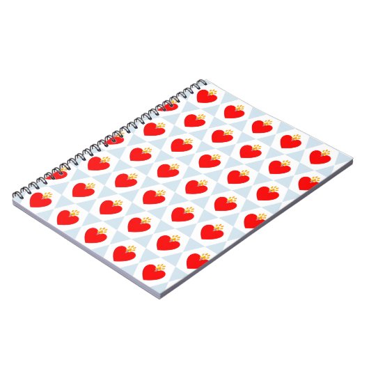 美しいハートとポーパターン ノートブック (左側)