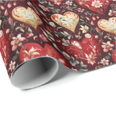 美しいハートと花のヴィンテージ ラッピングペーパー (ロールコーナー)