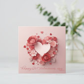美しいハートのペーパーフラワー バレンタイン シーズンカード (スタンド正面)
