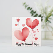 美しいハートの水彩花 バレンタイン シーズンカード (スタンド正面)