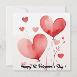 美しいハートの水彩花 バレンタイン シーズンカード