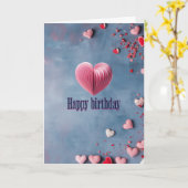 美しいハートの誕生日おめでとう カード (黄色い花)