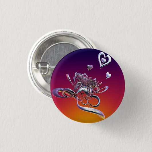 美しいハートバッジ 缶バッジ (正面&裏面)