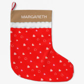 美しいハートパターン ラージクリスマスストッキング (正面)