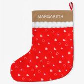 美しいハートパターン ラージクリスマスストッキング (裏面)