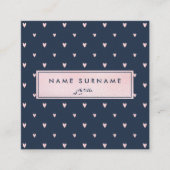 美しいハートパターンPinkGoldの正方形の名刺 スクエア名刺 (正面)