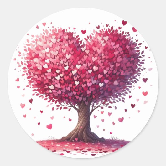 美しいハート型の木のシール ラウンドシール (正面)