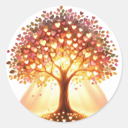 美しいハート型の木のシール ラウンドシール (正面)