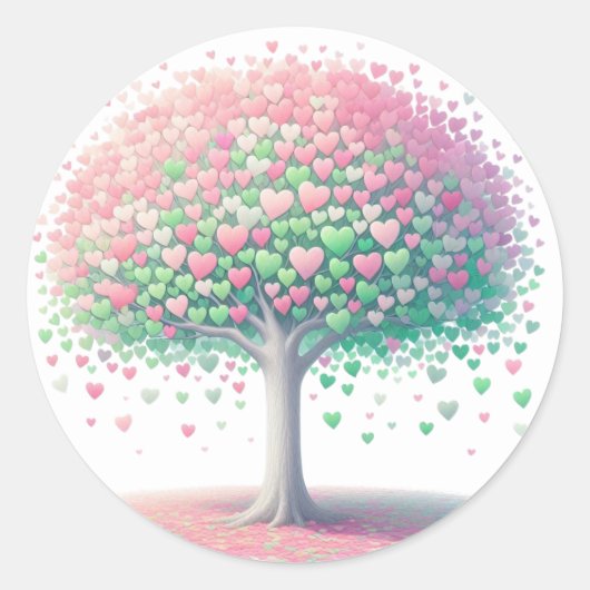 美しいハート型の木のシール ラウンドシール (正面)
