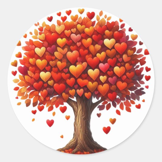 美しいハート型の木のシール ラウンドシール (正面)