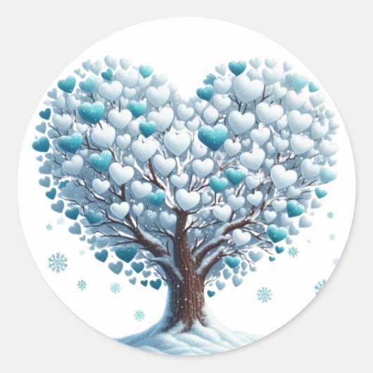 美しいハート型の木のシール ラウンドシール (正面)