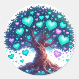 美しいハート型の木のシール ラウンドシール