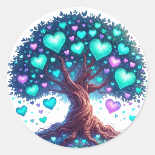 美しいハート型の木のシール ラウンドシール (正面)