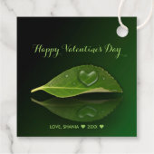 美しいハート状の水滴の葉ギフトラベル フェイバータグ (裏面)