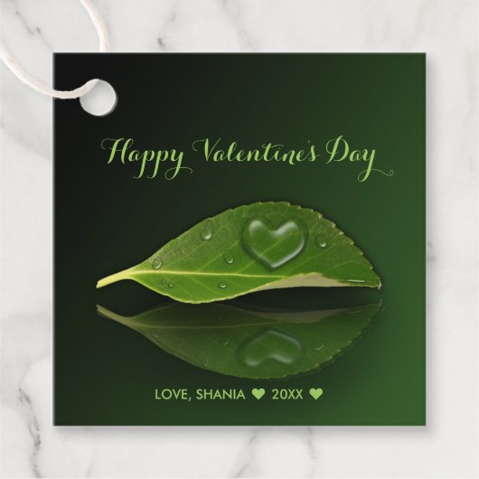 美しいハート状の水滴の葉ギフトラベル フェイバータグ (正面)