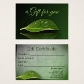 美しいハート状の水滴葉ギフトカード (正面&裏面)