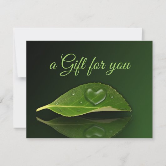 美しいハート状の水滴葉ギフトカード (正面)