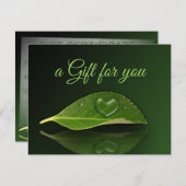 美しいハート状の水滴葉ギフトカード (正面/裏面)