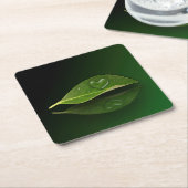 美しいハート状の水滴 スクエアペーパーコースター (アングル)