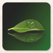 美しいハート状の水滴 スクエアペーパーコースター (正面)