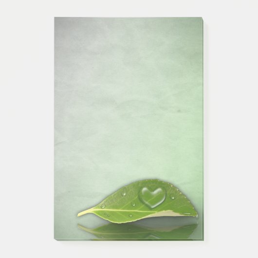 美しいハート状の水滴 ポストイット (正面)