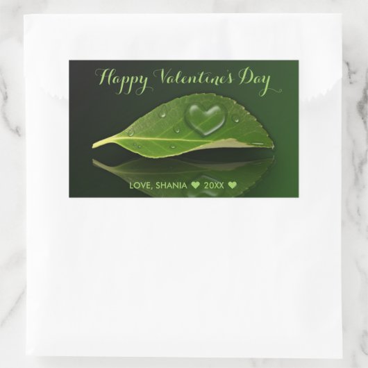 美しいハート状の水滴 長方形シール (バッグ)