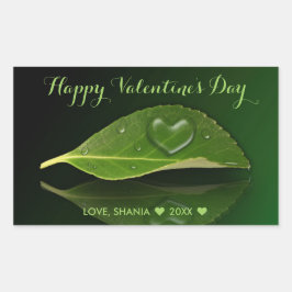 美しいハート状の水滴 長方形シール