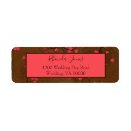 美しいハート赤と茶色 ラベル