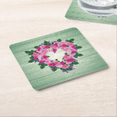 美しいハート スクエアペーパーコースター (アングル)