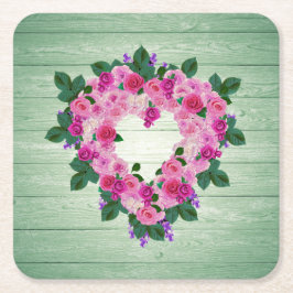 美しいハート スクエアペーパーコースター