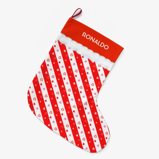 美しいハート ラージクリスマスストッキング (正面 (吊り時))