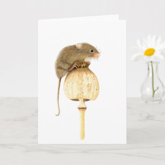 美しいハーベストマウス カード (小さな植物)