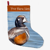 美しいハーレクインダックアットザビーチ ラージクリスマスストッキング (正面)