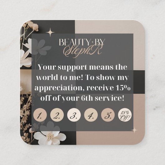 美しいバイステフRカスタムロイヤリティカード スクエア名刺 (裏面)