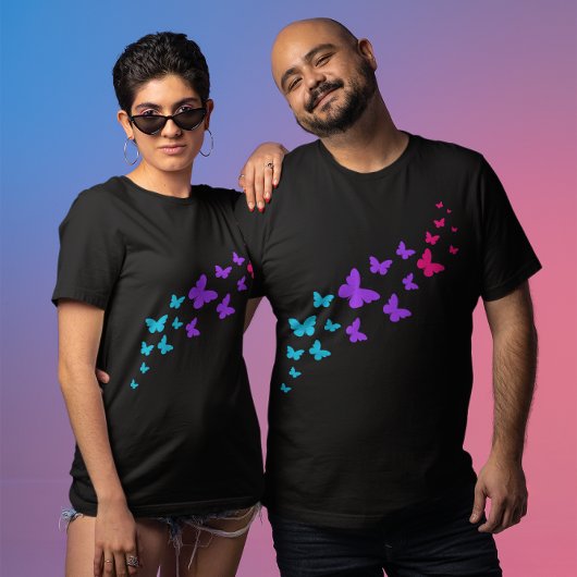 美しいバタフライアンドロギー性プライドデザイン Tシャツ